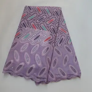 Venta al por mayor bordado de tela de encaje púrpura-AG7261african suizo de la gasa de tela de encaje de algodón púrpura encaje tejido bordado seco de encaje