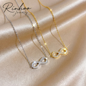 Collana con Ciondolo Infinito in Acciaio Inossidabile RINHOO, Gioiello Classico con Zircone Portafortuna 'Ti Amo per Sempre', Regalo per Compleanno e Feste - Product Image 1