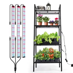 4-Tier Metal Grow Light Flower Plant Indoor Stand Rack Greenhouse Plant Shelf with Full Spectrum LED Fixture