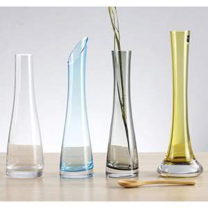 Moderne Transparent Blique Bouche Unique Bourgeon Soufflé À La Main Art Vase À Fleurs En Verre pour Table De Mariage Usage Décoratif Usine En Gros - Product Image 3