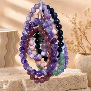 Bracelet de perles rondes en cristal naturel de 8 mm, bracelet de perles en pierres précieuses mélangées, bracelet extensible élastique pour femmes, bijoux en cristal de guérison, vente en gros - Product Image 2