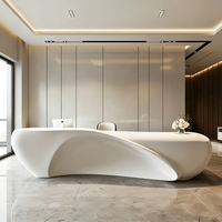 Bureau de réception carré haut de gamme en MDF, finition laquée écologique, design moderne pour usage commercial, bureaux, hôpitaux, instituts de beauté