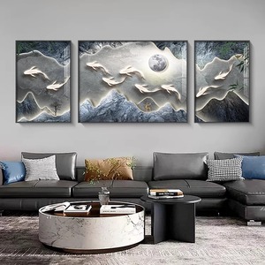 LuxuryLiving Room decoración del hogar pinturas moderno minimalista sofá Fondo pared cristal porcelana diamante tríptico - Product Image 1