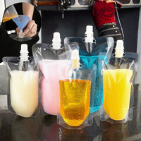 Pochettes souples transparentes personnalisées réutilisables avec bec verseur, sans BPA, en BOPP, pour lait, jus, smoothies et autres boissons