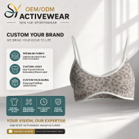 Soutien-gorge de sport pour femme à imprimé léopard numérique, en Spandex/Nylon, sculptant le corps, à maintien élevé, antichoc, avec coussinets amovibles et encolure carrée