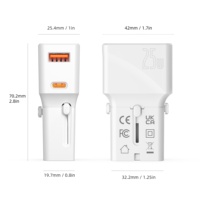 Cargador USB Rápido Wontravel de 25 W con PD, Cargador de Viaje Universal Multipuerto con un Solo Puerto USB y Tipo-C
