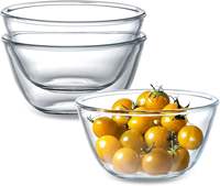 Ensemble de 3 bols à mélanger en verre pour la cuisine, empilables, compatibles micro-ondes et lave-vaisselle, pour salades, pâtes, soupes, fruits