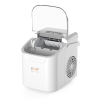 Máquina de Hielo RAF R.0314 de 95 a 120W, Cesta de 0.8L, Tamaño de Hielo Ajustable, Autolimpieza, Alertas de Escasez de Agua y Hielo Lleno, para Uso Doméstico y Bebidas