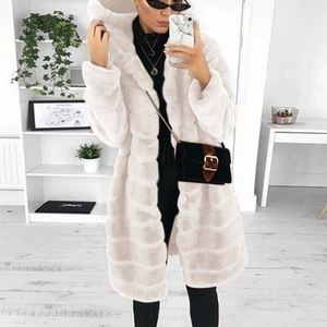 Manteau mi-long à capuche en fausse fourrure pour femme, style hiver chaud, veste en similicuir imitation fourrure de lapin, vêtement d'extérieur décontracté et tendance. - Product Image 6