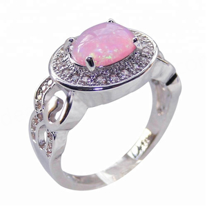 Anillos de Plata 925 con Ópalo Rosa Natural de Moda - Product Image 1