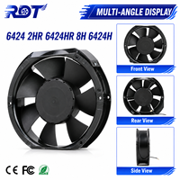Ventilateur axial 6424 DC 24V 172mm à haut débit d'air 241CFM avec roulement à billes pour remplacement de ventilation de module onduleur et armoire