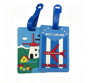 Étiquette de bagage personnalisée en caoutchouc avec porte-billetterie portable, sangle en PVC / boucle en plastique / carte en papier pour bagages de voyage, hôtels et événements - Product Image 3