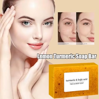 Savons Solides Artisanaux TK Européens et Américains au Curcuma, Citron, Acide Kojique, Lait de Chèvre, Savon Visage et Corps au Beurre de Karité, Procédé à Froid