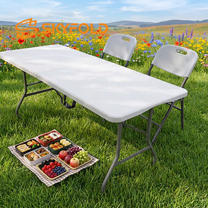 <span class=keywords><strong>Mesa</strong></span> Plegable <span class=keywords><strong>de</strong></span> Plástico HDPE Ligera <span class=keywords><strong>de</strong></span> 6 pies para Campamentos, Bodas y Fiestas, para Uso en el Hogar, Comedor y Sala <span class=keywords><strong>de</strong></span> Estar - Product Image 5