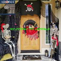 Guirlande suspendue animatronique de pirate d'Halloween avec commande vocale et tactile, accessoires d'Halloween suspendus pour la décoration murale de fête