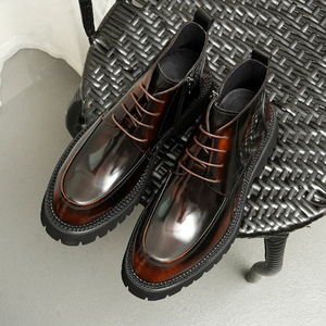 Bottes noires à bout pointu pour hommes, taille 37-46, chaussures d'hiver en cuir véritable de haute qualité avec fermeture éclair - Product Image 5