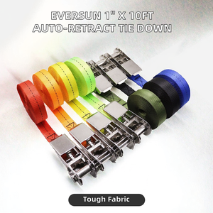 Sangle d'arrimage à cliquet rétractable automatique Eversun Heavy Duty 1 pouce x 10 pieds, fabriquée en PES durable, résistance à la rupture 800 kg - Product Image 2