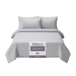 Ensemble de draps de lit ajustés 4 pièces 100% polyester, comprenant un drap plat, un drap-housse et des taies d'oreiller - Motif géométrique, lavable en machine, toucher doux - Product Image 1