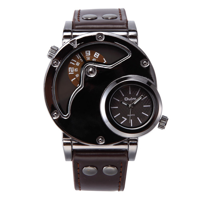 Hot Sell Stylish Smart Watch for Men Top Brand Original Oulm 9591 Big Dial Design Dual Time Tone Sports Quartz Watches