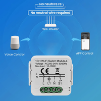 Contrôleur de relais WiFi 1/2/3/4 canaux sans fil neutre, contrôle via l'application Tuya