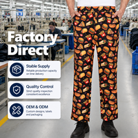 Pantalones de Chef Profesionales con Estampado Personalizado, Pantalones de Trabajo para Cocina de Restaurante, Transpirables, con Cintura Elástica, Uniforme para Servicio de Alimentos