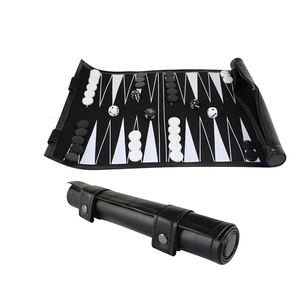 Sang trọng 13 inch màu Đen du lịch Roll-up backgammon Set cho trò chơi cờ vua - Product Image 1