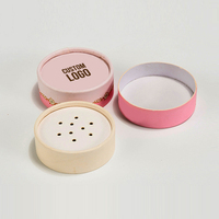 Boîte en papier cylindrique ronde biodégradable pour poudre cosmétique en vrac avec logo personnalisé imprimé, avec tamis et couvercle à secouer