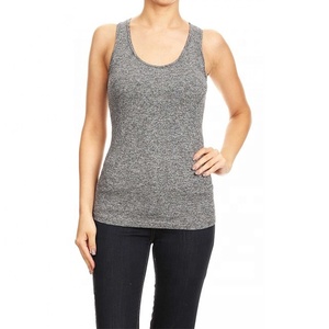 Débardeur de sport côtelé uni extensible et ajusté pour femme, personnalisable avec logo, en polyester/coton respirant et écologique - Product Image 1