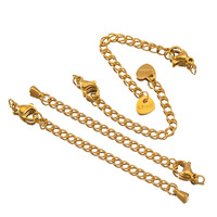 Chaîne d'extension en acier inoxydable avec fermoir mousqueton doré pour bracelet, collier, fabrication de bijoux DIY
