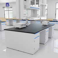 Bancs de laboratoire modulaires en acier bien équipés pour fournisseurs, avec plateau et étagères pour la science