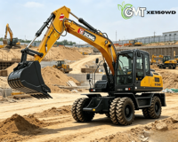 Excavatrice sur chenilles XE155WD de 14,6 tonnes, moteur Cummins 93 kW, godet de 0,65 m, EPA EURO 5, 2001-4000 heures, pour travaux de construction