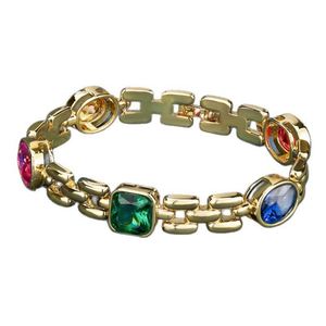 Toderi Jewelry Eco-friendly <b>Copper</b> 8*8/8*10MM Multicolor Zircon Gold Plated Chain <b>Bracelets</b> Wholesale for Premium Gift - Product Image 1
