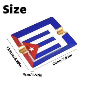 充满活力的古巴国旗图案经典设计陶瓷雪茄烟灰缸，带2个休闲俱乐部 - Product Image 2