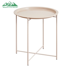 <span class=keywords><strong>Table</strong></span> basse ronde moderne Wayon en fer <span class=keywords><strong>noir</strong></span> avec <span class=keywords><strong>plateau</strong></span> et design à pieds croisés pour la décoration de salon - Product Image 4