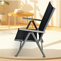 Fauteuil de camping et de pêche pliant de luxe Oxford à 7 positions, inclinable, portable, 200 kg, pour jardin, dossier haut, en aluminium, pour la détente