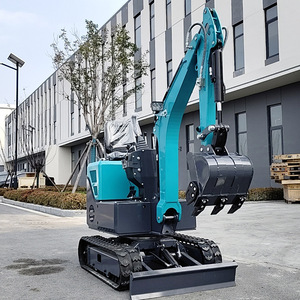 Mini excavadora tipo oruga de color azul con radio de giro corto para uso agrícola y doméstico - Product Image 1