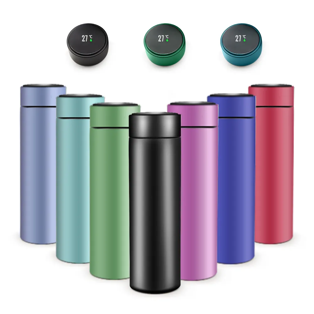 Vente en gros Bouteille thermos à vide en acier inoxydable Bouteille thermos intelligente avec affichage de la température par LED