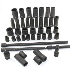 43 pcs 1/2 "đen 6 điểm tiêu chuẩn và sâu Metric mở rộng thanh phổ Doanh tác động ổ cắm bộ - Product Image 2