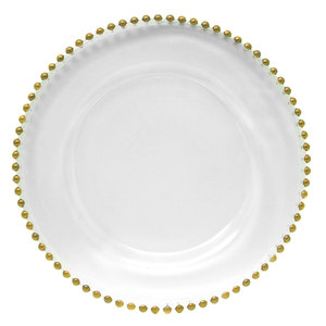 Vente en gros Z891 21/27/32cm Assiette en verre perlée ronde Décoration de table de mariage - Product Image 2