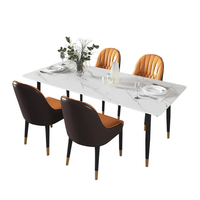 Ensemble de Tables de Salle à Manger Haut de Gamme Rectangulaires avec Pieds Métalliques, Plateau en Marbre Contemporain, pour Bars et Installations de Loisirs, Personnalisable et Meilleures Ventes