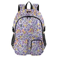 Sac à dos étudiant en polyester 37L, design personnalisé, motif fleur de lavande, imperméable, pour ordinateur portable, avec sangle de bagage, pour filles