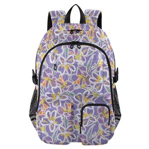 Zaino da 37L personalizzato con design floreale lavanda, in poliestere, impermeabile, per studenti universitari, con cintura per bagaglio, per ragazze. - Product Image 1