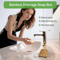 Porte-savon en bambou auto-drainant Naturel Porte-savon monobloc pour la douche Salle de bain Cuisine Baignoire avec design antidérapant