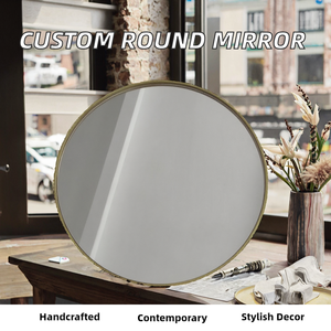 Miroir mural moderne sur mesure de grande taille 80cm 70cm 60cm 50cm de diamètre, cadre en aluminium, couleurs aluminium argenté et noir, en verre - Product Image 1