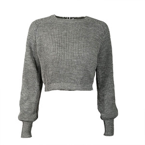 2021 fornitore Pullover primaverile maglione lavorato a maglia <span class=keywords><strong>Cardigan</strong></span> da donna a sbuffo lungo manica a pipistrello spesso maglione corto <span class=keywords><strong>Sexy</strong></span> in Cashmere - Product Image 3