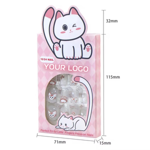 Aillsa Nail Supplies 24Pcs Design Kid <span class=keywords><strong>Faux</strong></span> Cartoon Pink Cute Children <span class=keywords><strong>Kawaii</strong></span> Art Nail Artificial Short Press on Nails Wholesale - Product Image 6