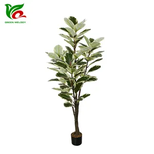 160cm Artificial Potted Ficus Trees White Edge Leaf Faux Oak Tree Artificial Plants Home Decor