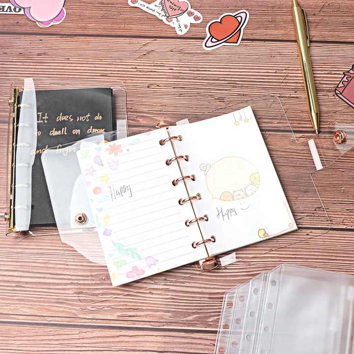 2 Raccoglitori A6 Con Anelli - In PVC Morbido Trasparente Impermeabile