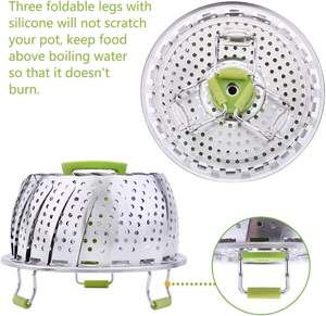 Cuiseur vapeur en acier inoxydable de haute qualité de 9 pouces avec poignée extensible, panier vapeur pour légumes, petit accessoire de cuisine - Product Image 5
