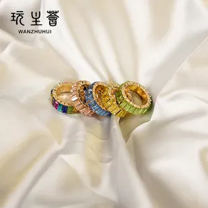 18 Karat vergoldete Ringe Schmuck kubische bunte Zirkonia Diamant Zirkon für Frauen Mädchen
